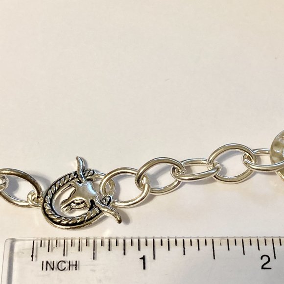 Vintage Horseshoe Steer Charm Bracelet Silver Plated Country Western Cowgirl 8" - Picture 10 of 11
